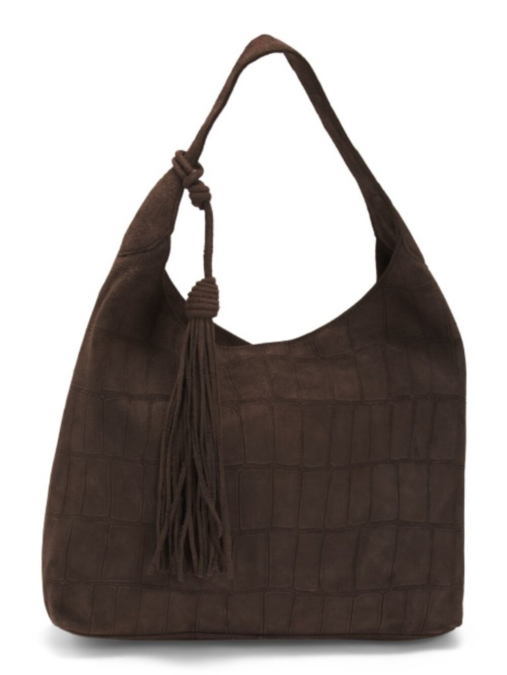 SILVIANO Suede Crocodile Shoulder Bag